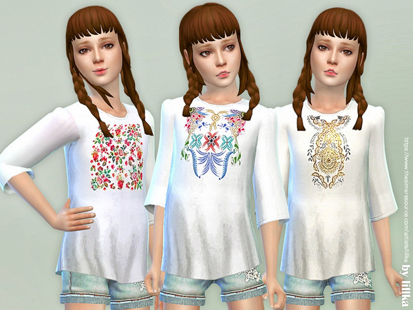 Sims 4 Girls Boho Blouse by lillka at TSR