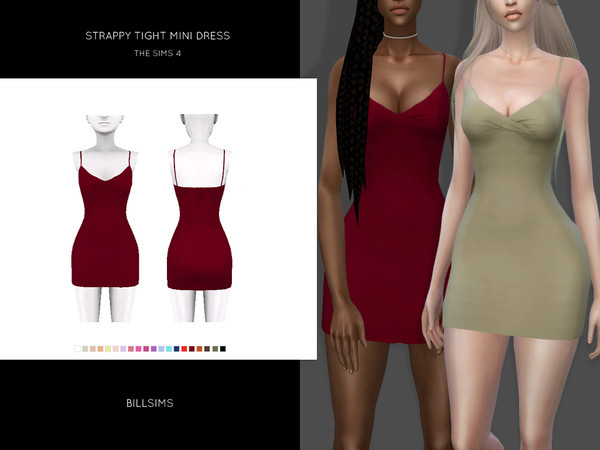Sims 4 Strappy Tight Mini Dress by Bill Sims at TSR