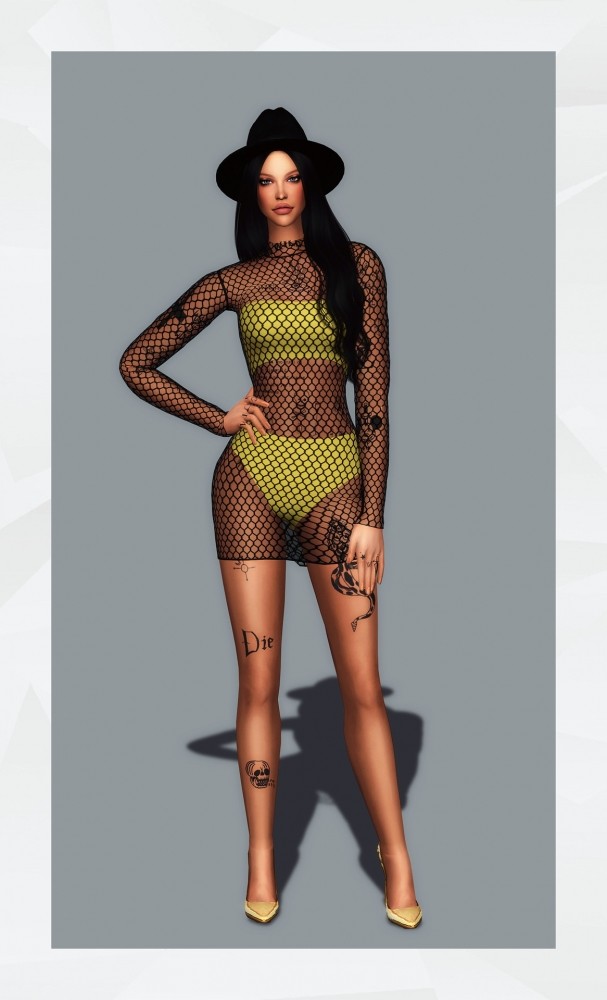 Sims 4 Fishnet Mesh Dress at Gorilla