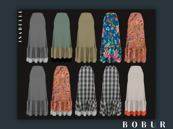 Sims 4 Isabelle boho skirt by Bobur3 at TSR