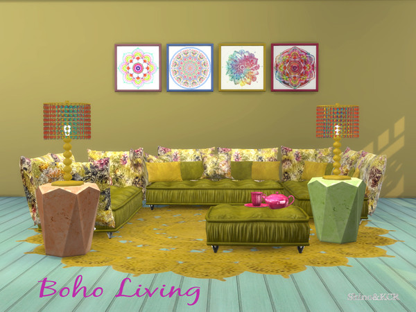 Sims 4 Living Boho by ShinoKCR at TSR