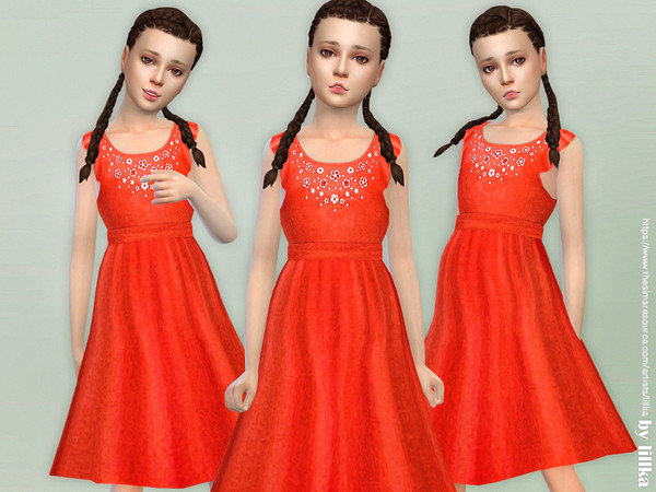 Sims 4 Girls Boho Dress by lillka at TSR