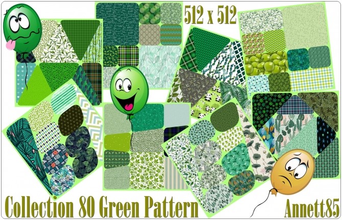 Sims 4 Collection 80 Green Pattern at Annett’s Sims 4 Welt