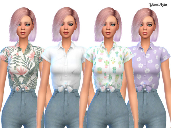 Sims 4 Fun Tied Tees by Wicked Kittie at TSR
