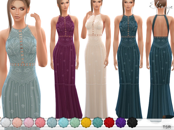 Backless Lace Maxi Dress by ekinege at TSR » Sims 4 Updates