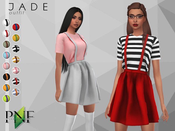 Sims 4 JADE outfit by Plumbobs n Fries at TSR