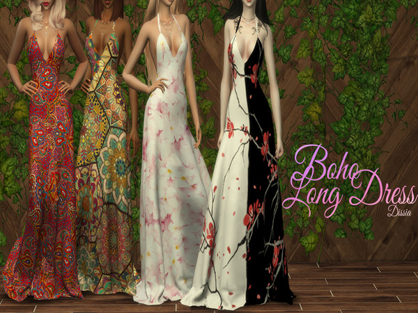 Sims 4 Boho & Elegant Long Dress by Dissia at TSR