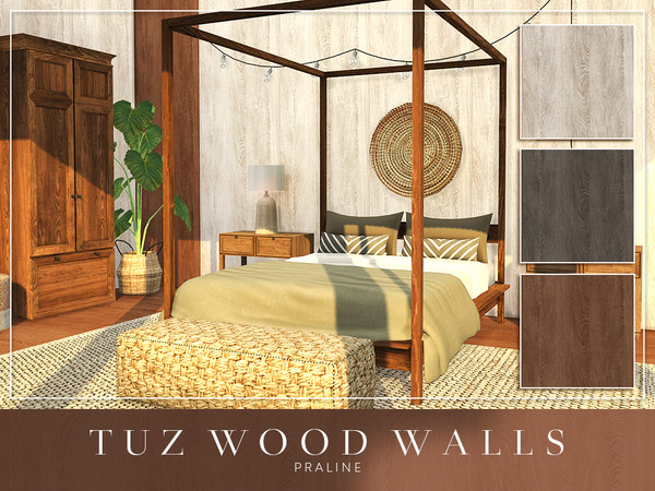 Sims 4 TUZ Wood Walls by Pralinesims at TSR