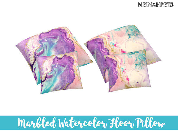 Sims 4 Marbled Watercolor Bedding by neinahpets at TSR