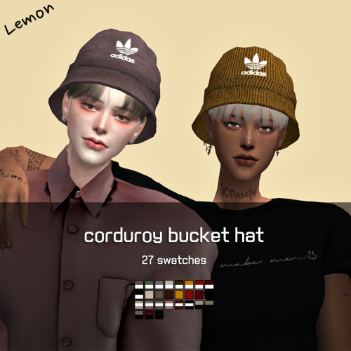 Sims 4 Corduroy bucket hat at Lemon Sims 4
