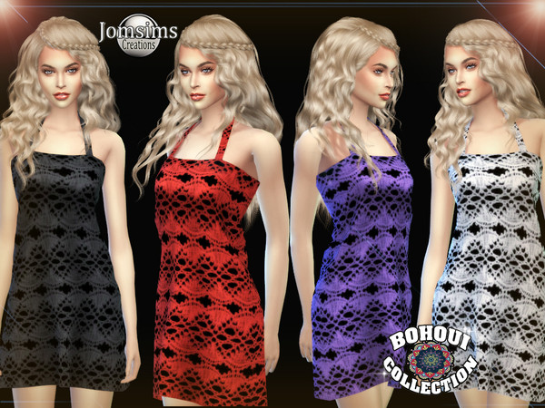 Sims 4 BOHOUI Collection crochet dress by jomsims at TSR