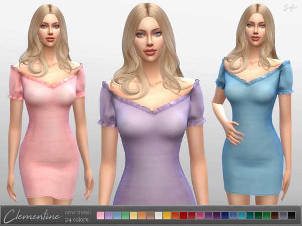 Sims 4 Clementine Dress by Sifix at TSR