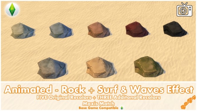 Sims 4 Animated Rock + Surf & Waves Effect by Bakie at Mod The Sims