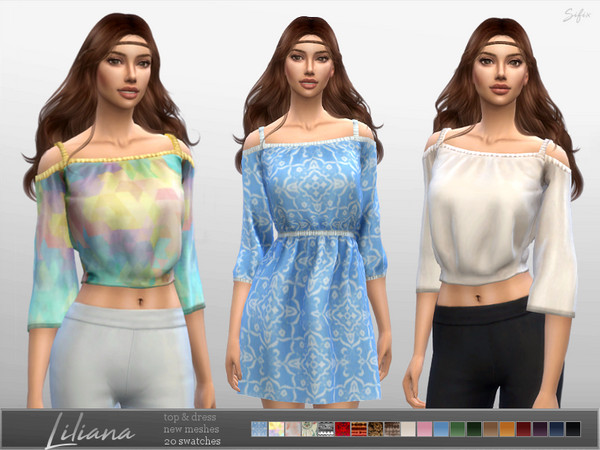 Sims 4 Liliana Top & Dress by Sifix at TSR