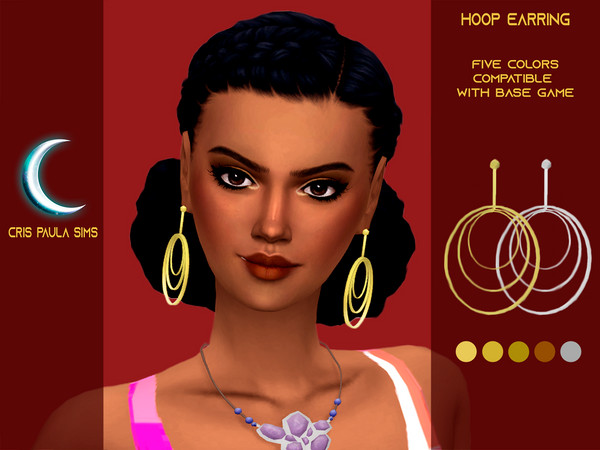 Sims 4 Hoop earrings by Cris Paula Sims at TSR