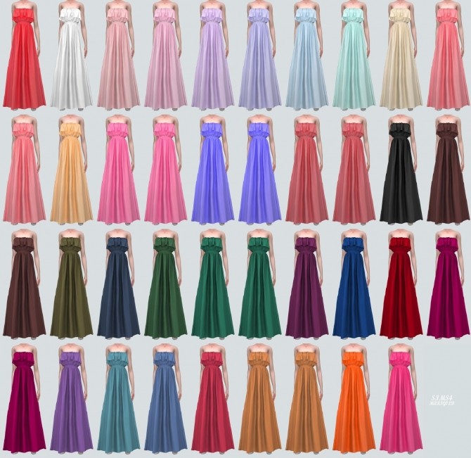 Sims 4 Frill Tube Top Long Dress (P) at Marigold