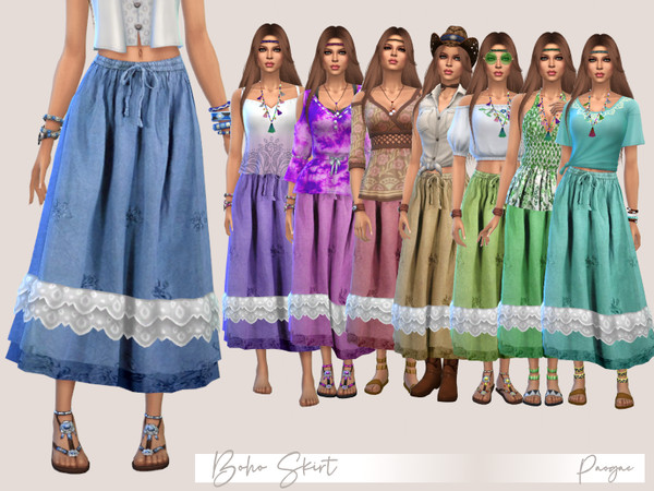 Sims 4 Boho Skirt by Paogae at TSR