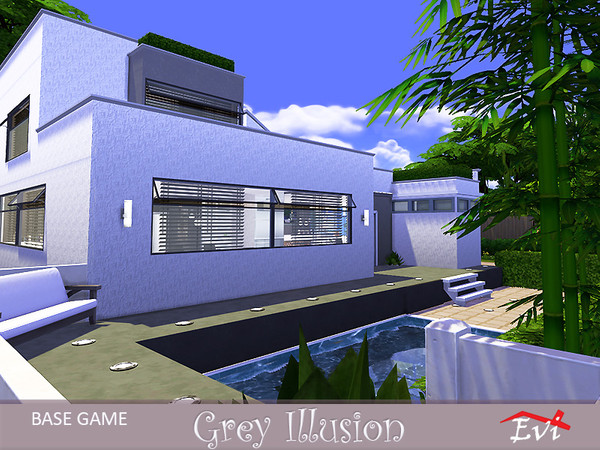 Sims 4 Grey illusion house by Evi at TSR
