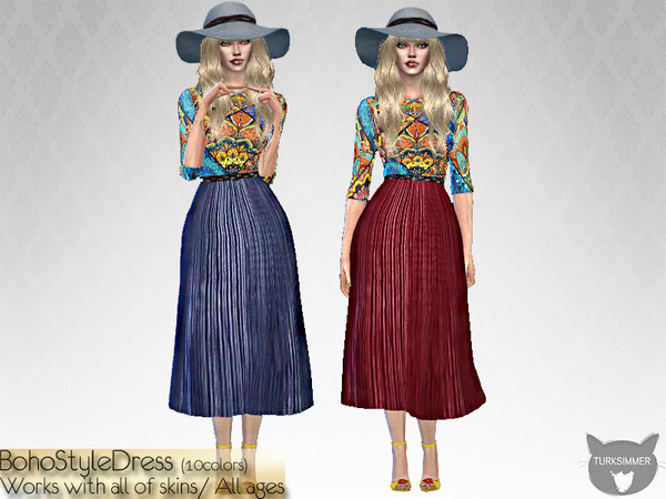 Sims 4 BohoStyle Dress by turksimmer at TSR