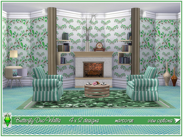Sims 4 Buttefly Duo Walls by marcorse at TSR