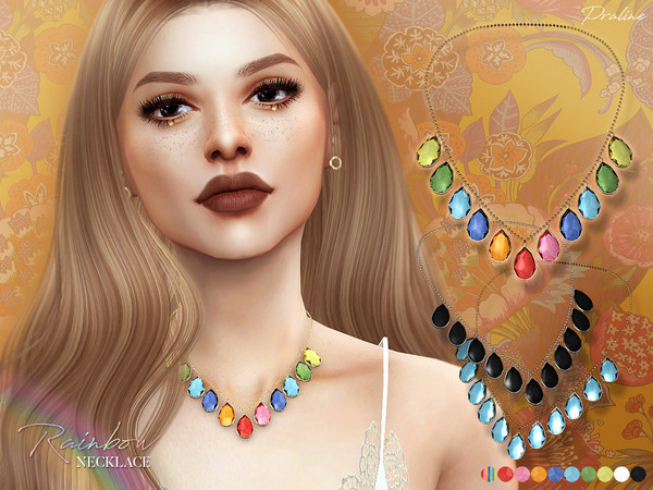 Sims 4 Rainbow Necklace by Pralinesims at TSR