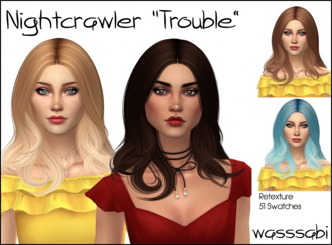 Sims 4 Nightcrawlers Trouble hair retexture at Wasssabi Sims