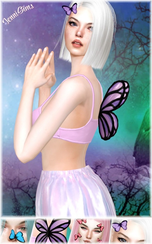 Sims 4 Collection Acc Madame Butterfly 4 versions at Jenni Sims