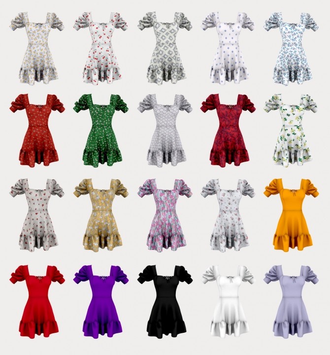 Sims 4 Puff sleeves mini dress at Bedisfull – iridescent