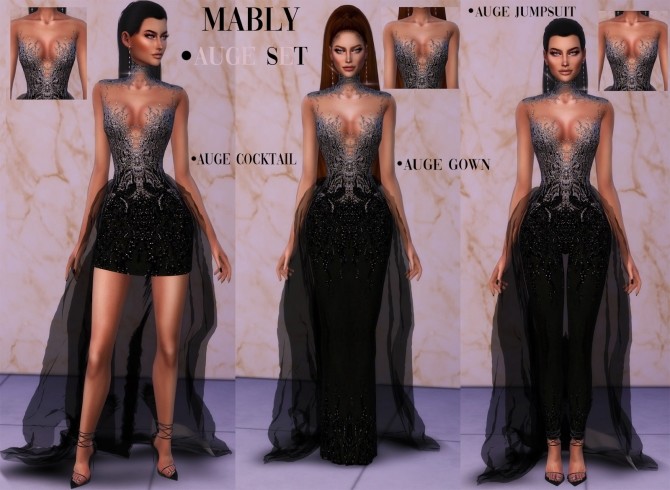 Sims 4 AUGE SET dresses and jumpsuit at Mably Store
