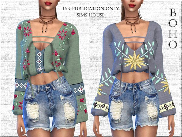 Boho Chic Blouse by Sims House at TSR » Sims 4 Updates