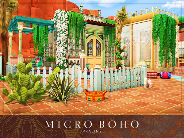 Sims 4 Micro Boho house by Pralinesims at TSR