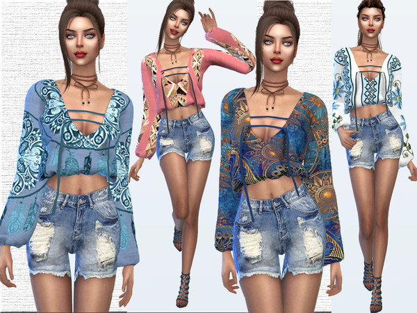 Sims 4 Boho Chic Blouse by Sims House at TSR