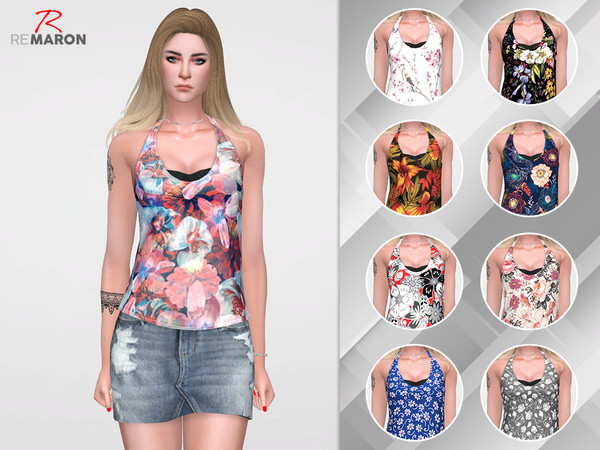 Sims 4 Floral shirt for women by remaron at TSR