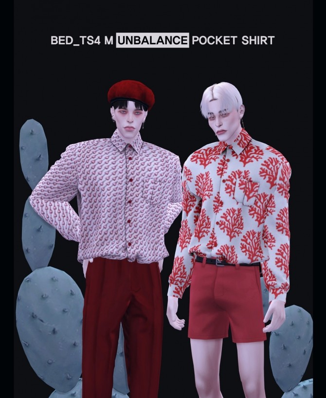Sims 4 M unbalance pocket shirts at Bedisfull – iridescent