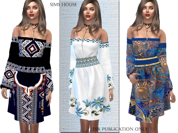 Sims 4 Dress Boho Chic by Sims House at TSR
