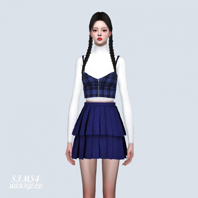 Sims 4 2 Pleats Mini Skirt 2 at Marigold