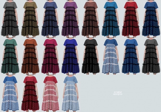 Sims 4 Dot Tiered Long Dress (P) at Marigold