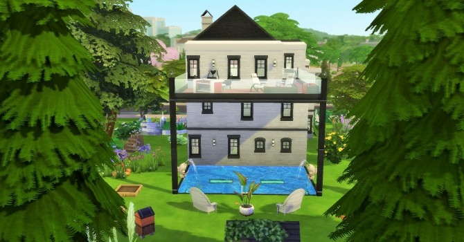 Sims 4 Three Story House with Balcony on Third Floor by heikeg at Mod The Sims