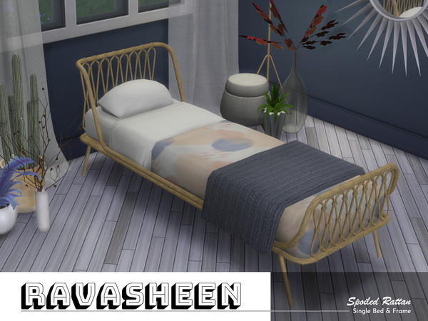 Sims 4 Spoiled Rattan Bed by RAVASHEEN at TSR