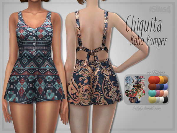 Sims 4 Chiquita Boho Romper by Trillyke at TSR