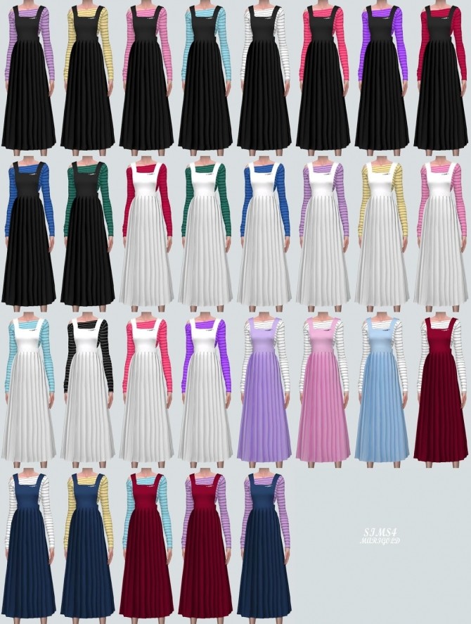 Sims 4 Suspender Pleats Long Dress (P) at Marigold