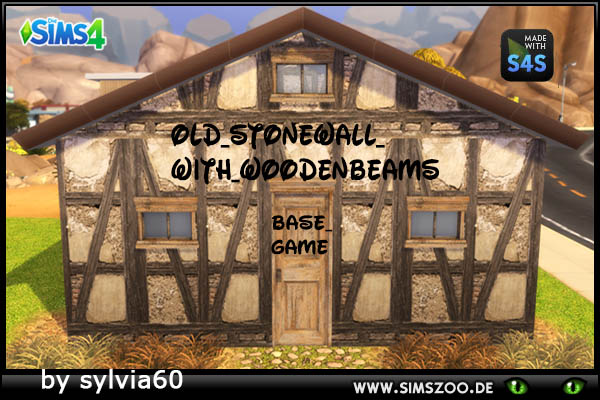 Sims 4 Old Stone wall with wooden beams by sylvia60 at Blacky’s Sims Zoo