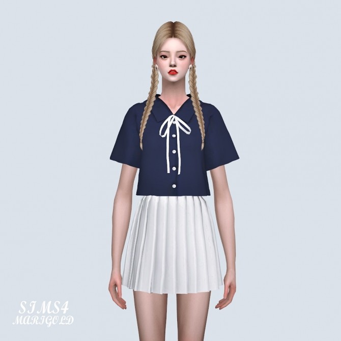 Sims 4 Short Sleeves Shirts With Bow at Marigold