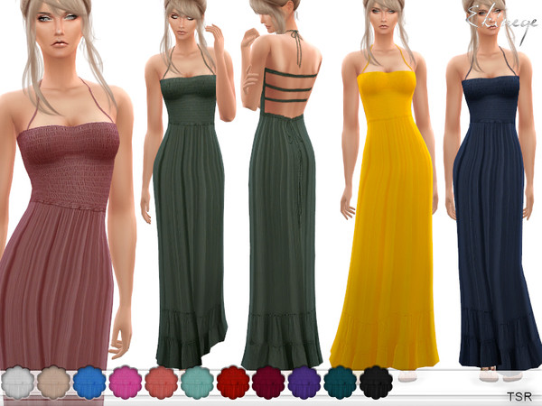 Sims 4 Crinkle Silky Maxi Dress by ekinege at TSR