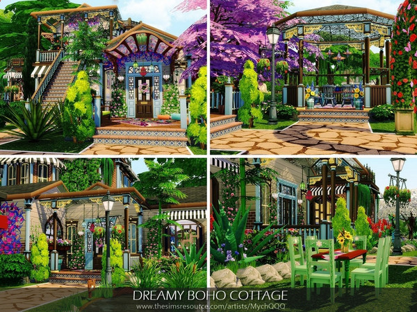 Sims 4 Dreamy Boho Cottage by MychQQQ at TSR