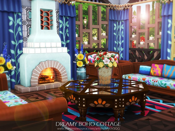 Sims 4 Dreamy Boho Cottage by MychQQQ at TSR