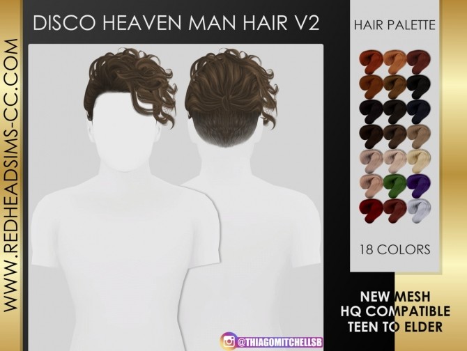 Sims 4 DISCO HEAVEN MAN HAIR by Thiago Mitchell at REDHEADSIMS