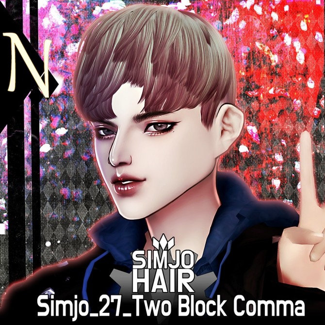 Sims 4 Simjo 27 Two Block Comma hair at Kim Simjo