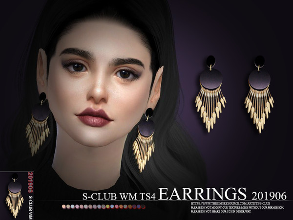 Sims 4 EARRINGS 201906 by S Club WM at TSR