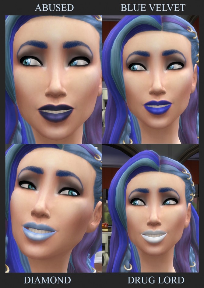 Sims 4 Blue Blood Bundle Lipstick by Simmiller at Mod The Sims